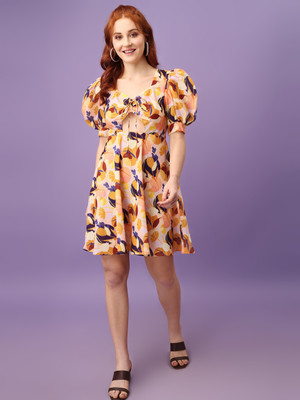 AmarAsha Women Gathered Yellow Midi/Calf Length Dress