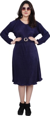 IQRA ENTERPRISE Women Fit and Flare Dark Blue Dress