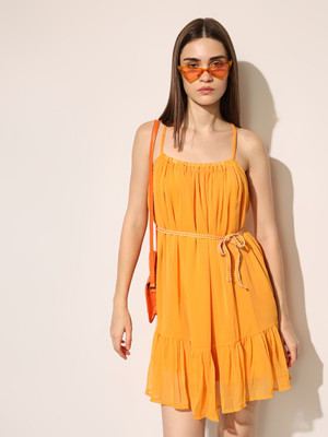 ONLY Women A-line Orange Mini/Short Dress