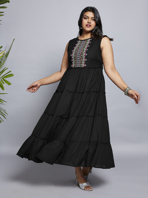 Globus Women A-line Black Maxi/Full Length Dress