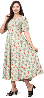 Rosasignora Women Maxi Grey Knee Length Dress