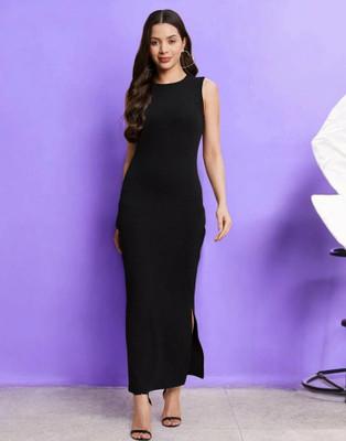Selvia Women Bodycon Black Maxi/Full Length Dress