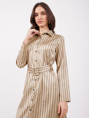 Fable Street Women Shirt Beige Midi/Calf Length Dress