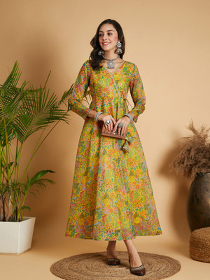 Shae by SASSAFRAS Women Fit and Flare Multicolor Midi/Calf Length Dress