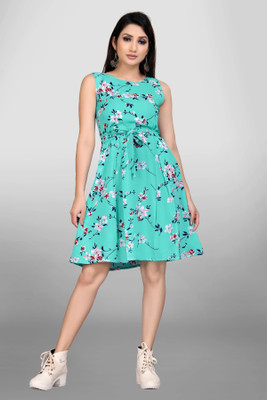 Lnfashionn Women A-line Multicolor Knee Length Dress