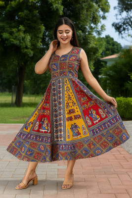 Dream of style Women Maxi Multicolor Midi/Calf Length Dress
