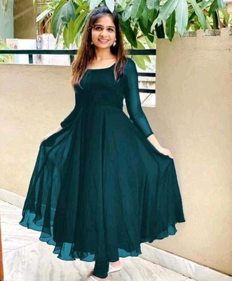 apnafashion Women Solid Anarkali Kurta(Dark Green)