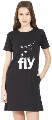 HouseOfCommon Women T Shirt Grey Above Knee/Mid Thigh Length Dress