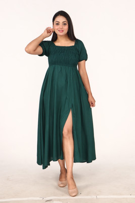 NATIVITY CLOTHING Women Maxi Dark Green Full Length Dress