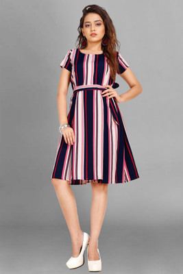 SITARAM FASHIION Women Fit and Flare Multicolor Knee Length Dress
