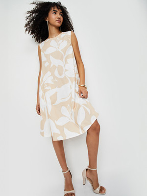 MAX Women A-line Beige Midi/Calf Length Dress