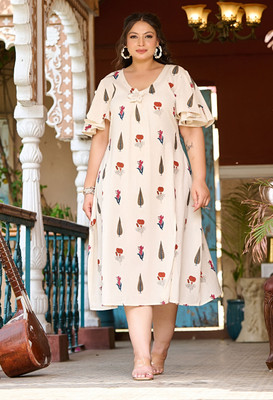 PrettyPlus by Desinoor.com Women Fit and Flare White Midi/Calf Length Dress