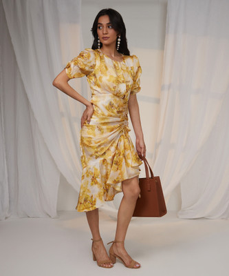Pina Colada Women A-line Yellow Knee Length Dress