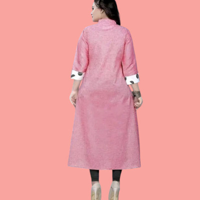 Suhani Creationnm Women Striped, Printed A-line Kurta(Pink, Light Blue)