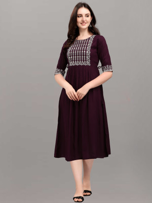 Dviera Trendz Women A-line Multicolor Midi/Calf Length Dress