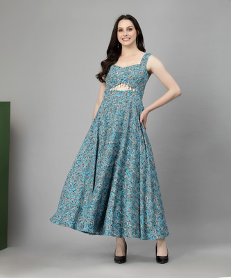 AAYU Women Fit and Flare Multicolor Ankle Length Dress