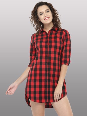 INUKA Women Shirt Red, Black Dress