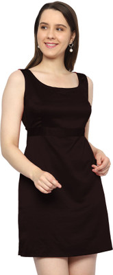 ROARERSS Women Skater Brown Above Knee/Mid Thigh Length Dress