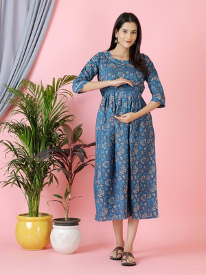 HouseOfCommon Women Fit and Flare Multicolor Midi/Calf Length Dress