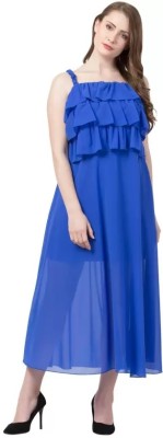 Fashion Passion India Women Fit and Flare Blue Dress