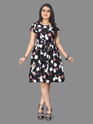 VARUDI Women A-line Yellow Below Knee Dress