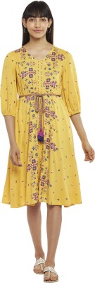 PEOPLE Women A-line Yellow Dress