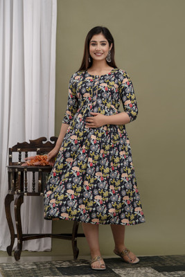 COTTON MULMUL STORE Women A-line Multicolor Midi/Calf Length Dress