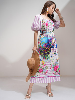 Tokyo Talkies Women Maxi Multicolor Midi/Calf Length Dress