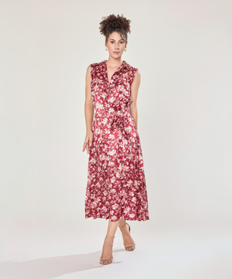 Urban Sundari Women Maxi Red Midi/Calf Length Dress