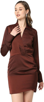 AMMARZO Women Skater Brown Midi/Calf Length Dress