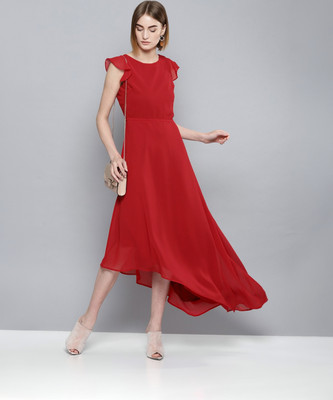 HARPA Women Asymmetric Red Maxi/Full Length Dress