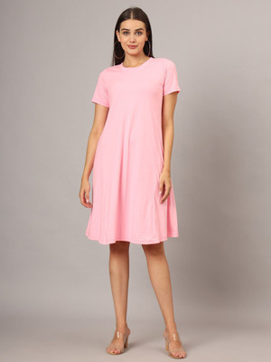 BRINNS Women A-line Pink Midi/Calf Length Dress