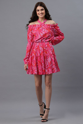 CELESTINA Women A-line Pink Mini/Short Dress