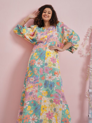 ATHENA Women A-line Multicolor Maxi/Full Length Dress