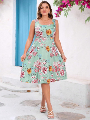 Love Of Fashion Women Fit and Flare Multicolor Midi/Calf Length Dress