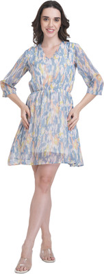 abha clothing Women A-line Multicolor Above Knee/Mid Thigh Length Dress
