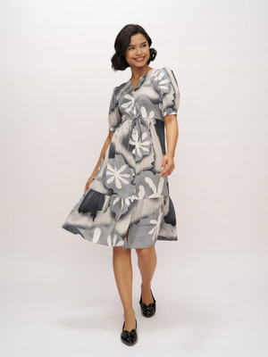 Dressberry Women Fit and Flare Grey Midi/Calf Length Dress