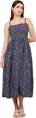 madhav fashions Women A-line Blue Midi/Calf Length Dress