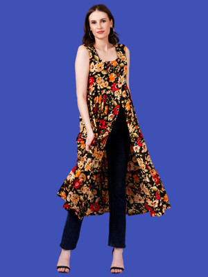 JC4U Women Gathered Black Midi/Calf Length Dress