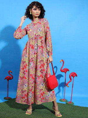 Tokyo Talkies Women Maxi Multicolor, Multicolor Midi/Calf Length Dress