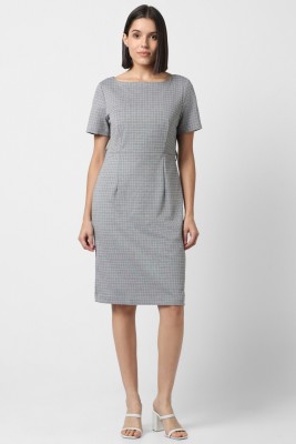 VAN HEUSEN Women A-line Grey, White Dress