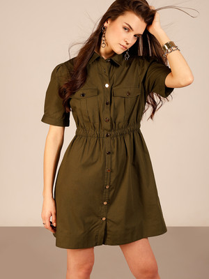 VERO MODA Women Shirt Green Mini/Short Dress