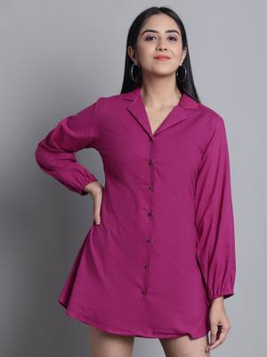Enchanted Drapes Women Shirt Purple Mini/Short Dress