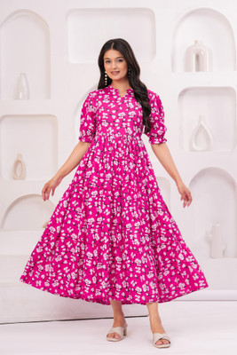 SB FITLINE Women A-line Pink Maxi/Full Length Dress