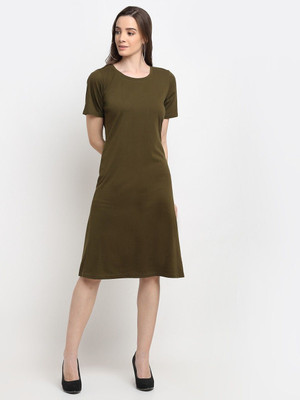 BRINNS Women A-line Dark Blue Midi/Calf Length Dress