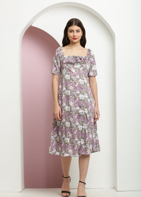 A R J FASHION Women A-line Multicolor Midi/Calf Length Dress