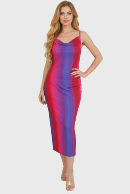 Veins Fashion Women Bodycon Pink Knee Length Dress