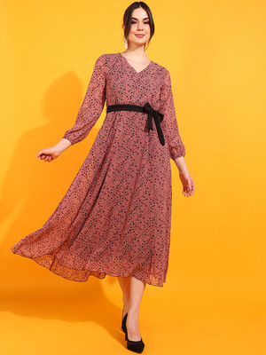METRONAUT Women Maxi Pink Full Length Dress