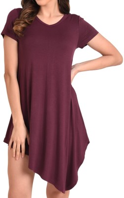 Miss Lavish London Women Asymmetric Maroon Dress