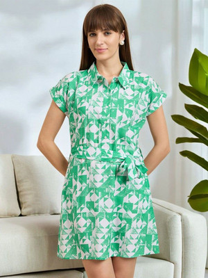 Dressberry Women A-line Green Mini/Short Dress
